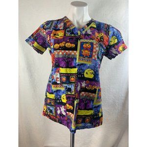 Halloween SMALL scrub top by Peaches